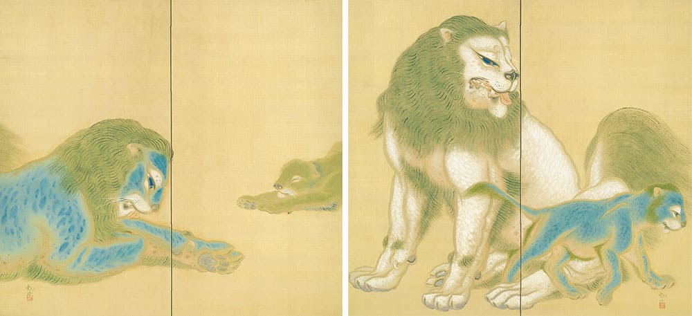 《獅子図屏風》1918（大正7）年　水野美術館蔵