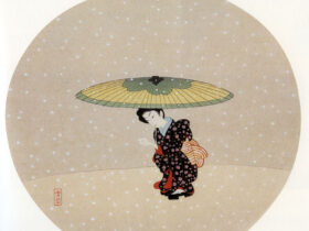 【後期展示】《雪兎》昭和17(1942)年頃　※没後の刷り　木版、紙　埼玉県立近代美術館蔵