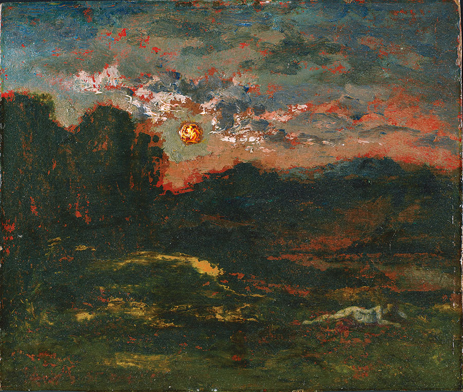 ギュスターヴ・モロー《オルフェウスの苦しみ または地上で涙にくれるオルフェウス（習作）》1891年頃　油彩／厚紙　パナソニック汐留美術館