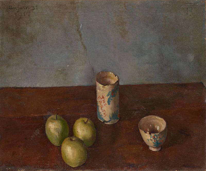 岸田劉生《静物(湯呑と茶碗と林檎三つ)》 大正6(1917)年 大阪中之島美術館