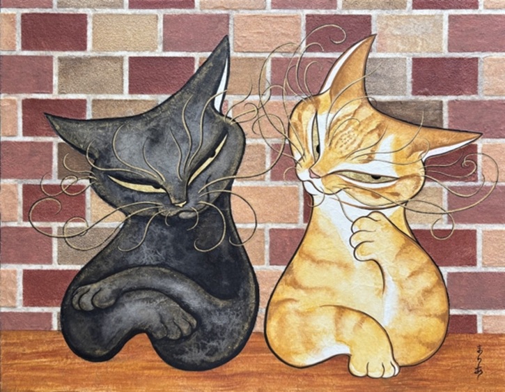 溝口まりあ「社交の場」 F6号 日本画