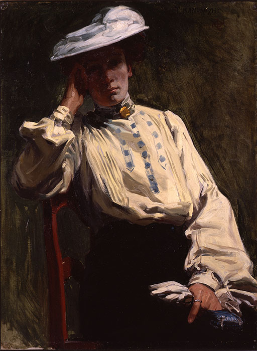 鹿子木孟郞《白衣の婦人》1901-03年頃(明治34-36)京都工芸繊維大学美術工芸資料館(AN.2298)