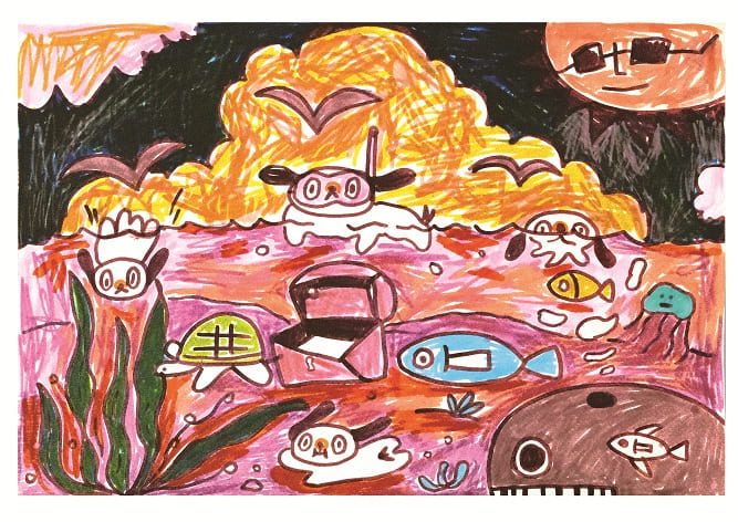 「Under the sea/図工の課題:海の世界」

A4
版画(フランス製アルシュ水彩紙)

ED.3