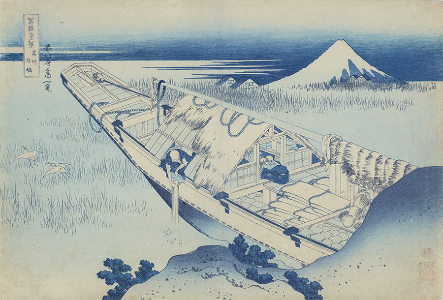 葛飾北斎「冨嶽三十六景　常州牛堀」、1830–33（天保1–4）年頃、横大判錦絵、国立西洋美術館（井内コレクションより寄託）
