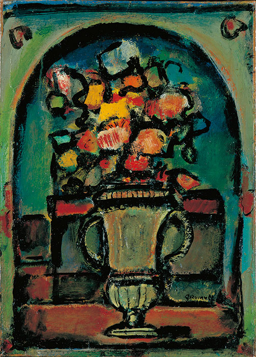 ジョルジュ・ルオー《飾りの花》1947年　油彩／紙(麻布で裏打ち）パナソニック汐留美術館