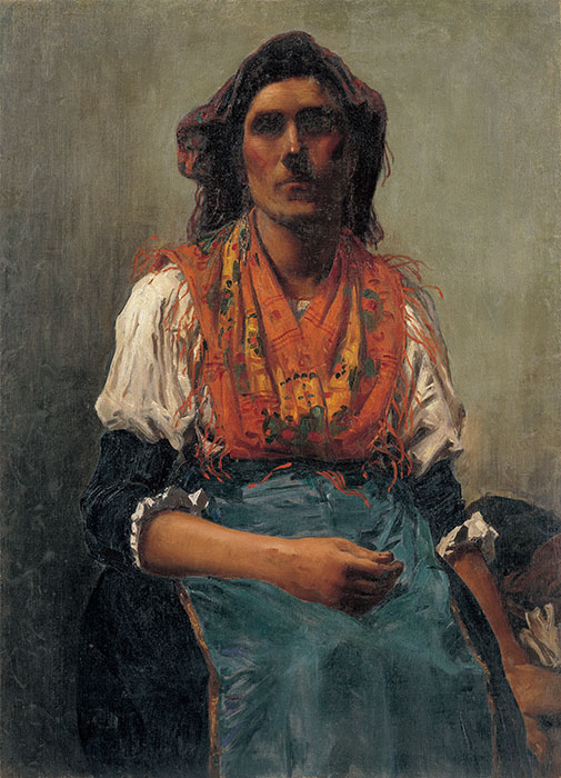 鹿子木孟郞《ショールをまとう女》1906-07年(明治39-40)府中市美術館