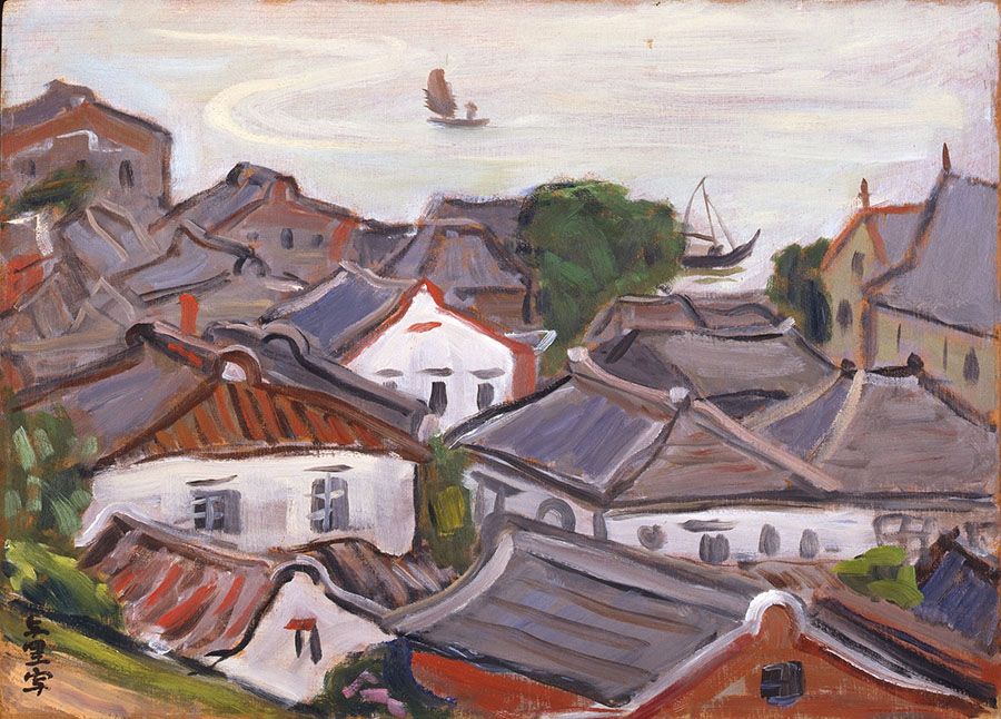 斎藤与里《台湾淡水風景》1938年｜油彩、板｜碌山美術館蔵