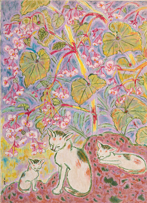 斎藤与里《秋海棠》1950年｜油彩、カンヴァス｜加須市蔵