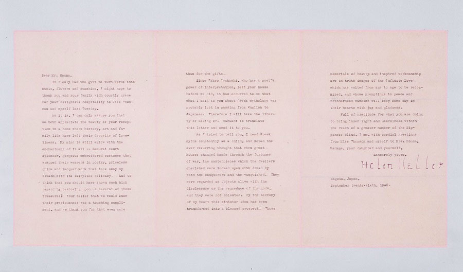 ヘレン・ケラー《書簡》 昭和23年(1948)