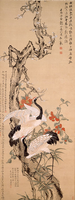 田能村竹田 「歳寒三友雙鶴図」 天保2(1831)年 重要文化財　個人蔵
