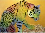 「虎視眈々」 1030×728㎜ アクリル絵具 スチレンボード アルミテープ