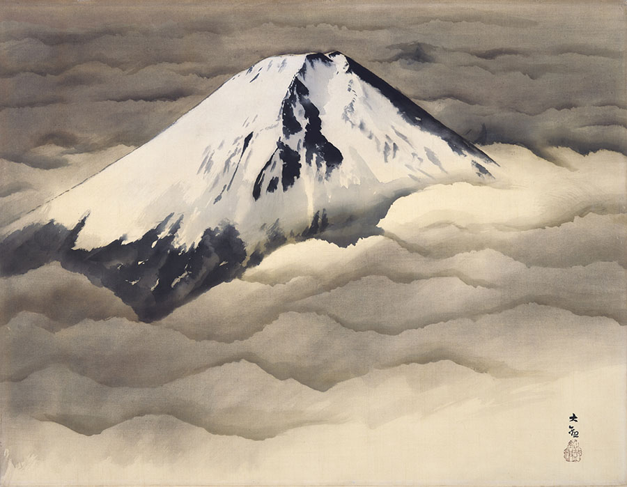 横山大観《霊峰不二》1950年　絹本墨画淡彩　ウッドワン美術館