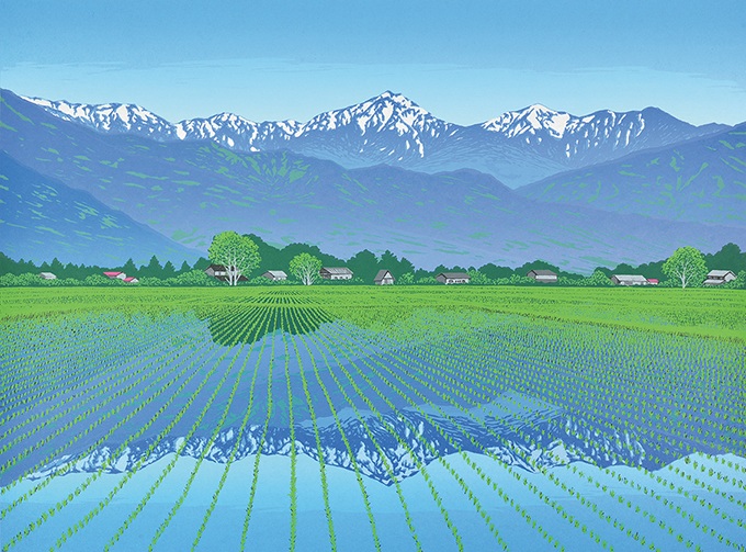 「春爽安曇野」45.5×60.6cm