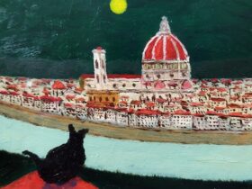 「黒猫のいる風景・フィレンツェ」10×10cm