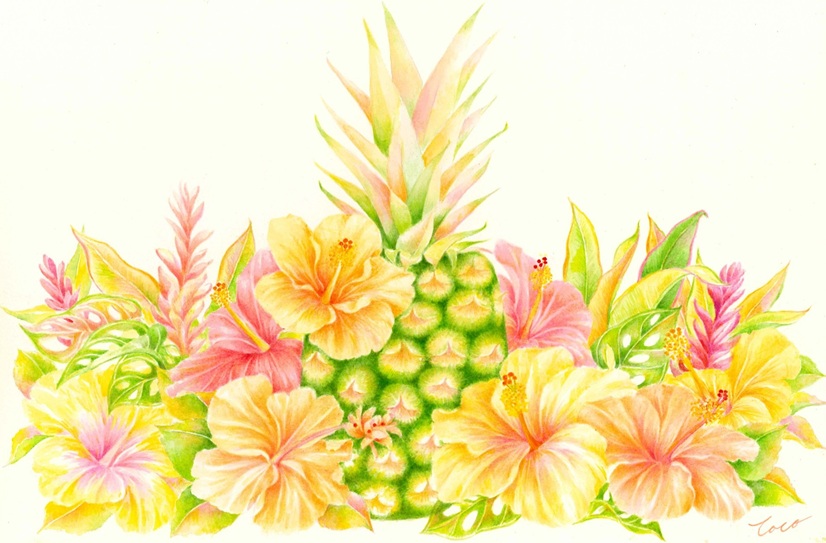 「トロピカル気分」 25.7×36.4㎝ アクリル