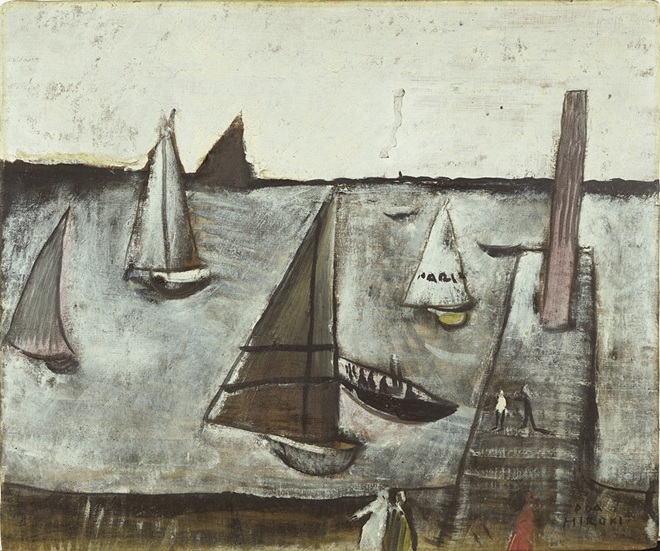 ヨットのある風景　　油彩　37.0 x 44.5 cm