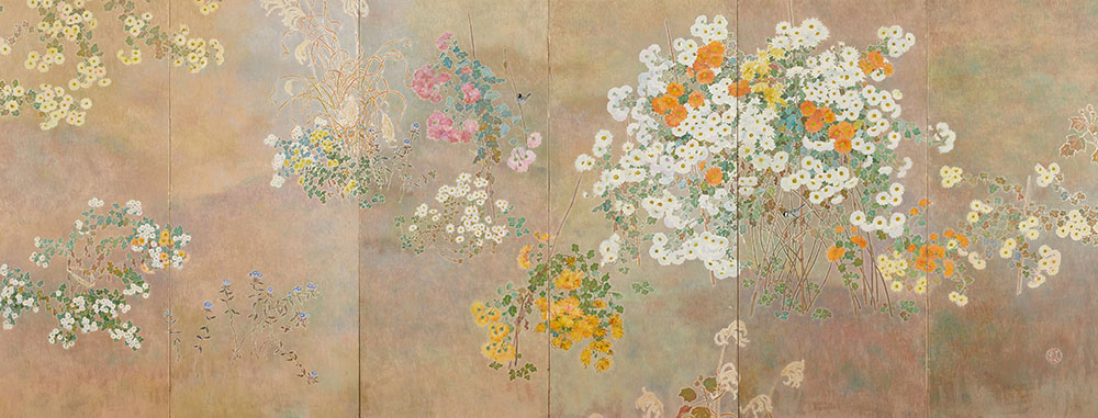 香田勝太《春秋草花図》（左隻）　大正6～7年（1917～18）　泉屋博古館東京
