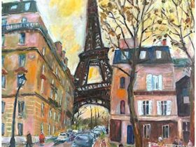 「エッフェル塔の見える街角」 （油絵具・キャンバス、油彩画、F20号）