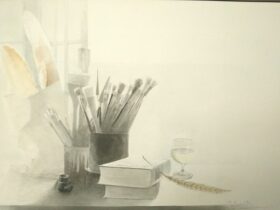 「潮騒と便り」（縦69.3×横89.3cm）