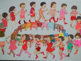 ©HATTORI SACHIE 「早い者勝ちの居場所なんていらん」 アクリル・⽔彩・植物染料 M10号