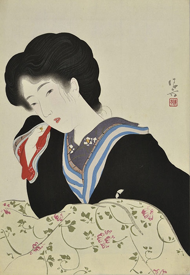 渡辺霞亭・著『勝鬨（中編）』　木版口絵　大正4年（1915）　鎌倉市鏑木清方記念美術館蔵