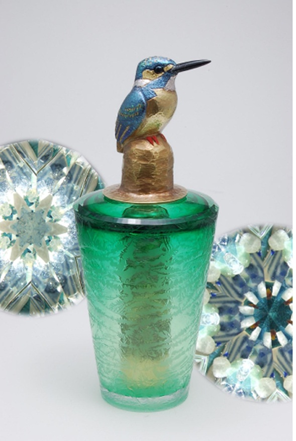 「翡翠万華鏡」 H30×W12×D12cm　 真鍮・ガラス等