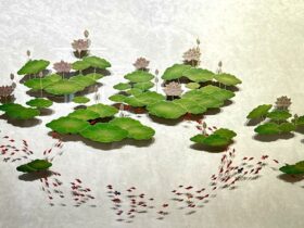 「あけぼの」100×60cm本漆、本金、プラチナ、越前和紙、パネル