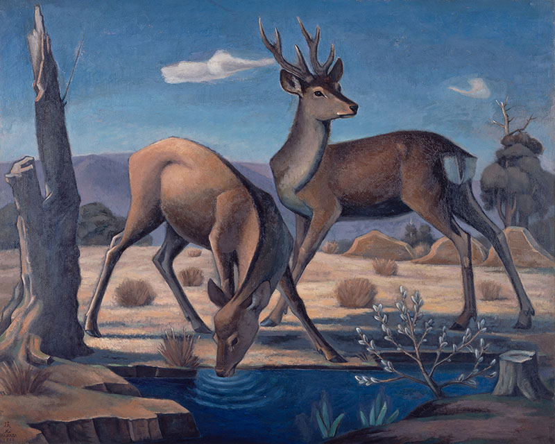 浜田葆光 《水辺の鹿》 1932年 奈良県立美術館