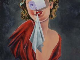 横尾忠則　トイレットペーパーと女　2017年　油彩・布　125.0×100.0cm　横尾忠則現代美術館蔵