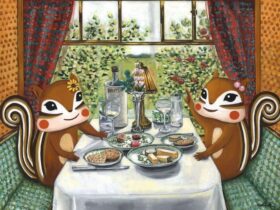 「リリーとナッツ英国鉄道の旅」 12F 油彩画