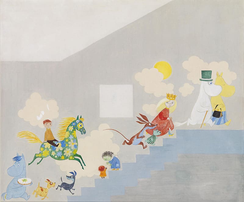 トーベ・ヤンソン「遊び2(アウロラ病院小児病棟の壁画のためのコンペティション用スケッチ)」
1955年 テンペラ、カンヴァス ヘルシンキ市立美術館
© Moomin Characters™
Photo © HAM / Hanna Rikkonen