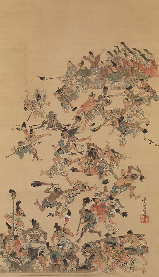 墨合戦 河鍋暁斎 一幅 明治4～22年（1871-89） イスラエル・ゴールドマン・コレクション Photo: Ken Adlard