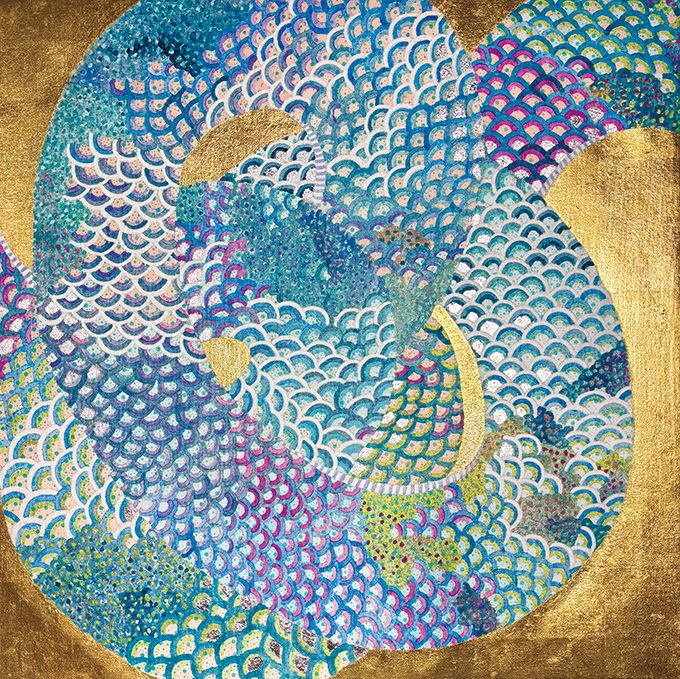 KAORUKO　「Dragon」 55.0×55.0cm Canvas, Mixed media