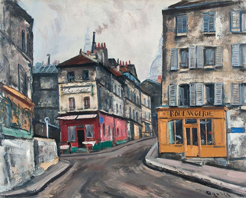 《モンマルトル　MONTMARTRE, "LE CONSULAT" ET LA BOULANGERIE》　油彩・カンヴァス 1935年　稲沢市荻須記念美術館蔵
©LES AMIS D’OGUISS 2025