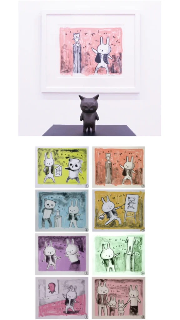 田島享央己「LIFE」9点セット
シート(各縦38×横52.5cm)・
ブロンズ(幅7.2×奥行6.5×高さ13cm)