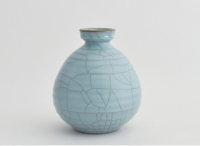 多賀井正夫 【青瓷花入】Ø18.8×H21.5cm