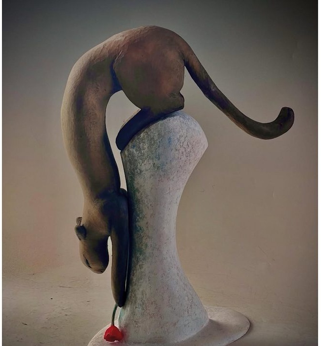 【谷間の赤いケシの花】シナノキ（幅43×奥行22×高さ51cm）