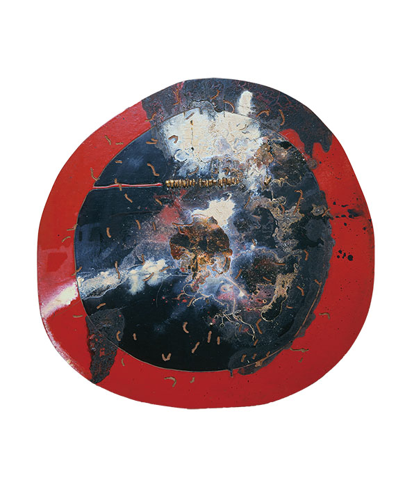 菊畑茂久馬〈奴隷系図‐円鏡によるNo.12〉1962年　徳島県立近代美術館蔵