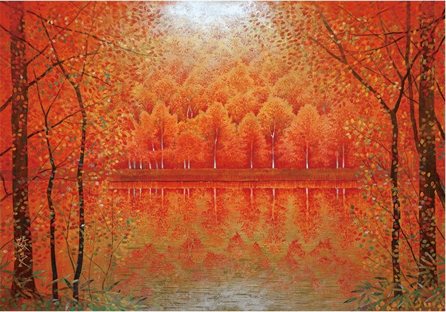 『錦秋の森』
岩絵の具・M20号