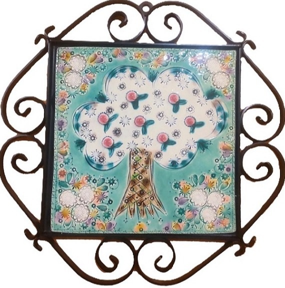 「桃色の実のなる生命の樹」 22.5×22.5cm