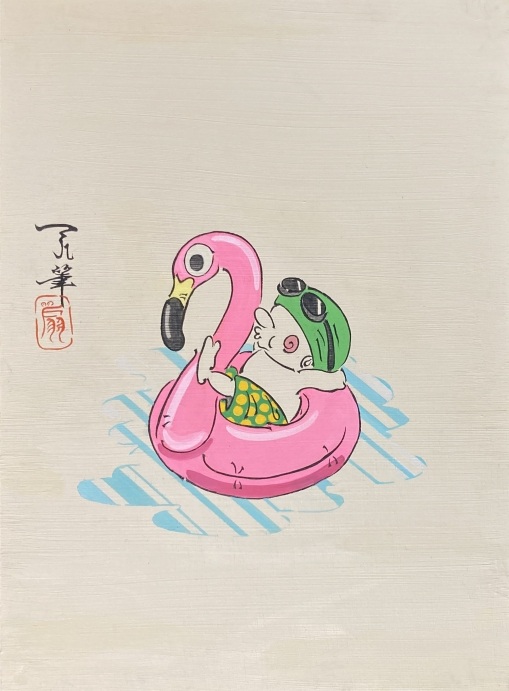 野原一人「孔雀明王見立坐像」
F4号
アクリル、パネル