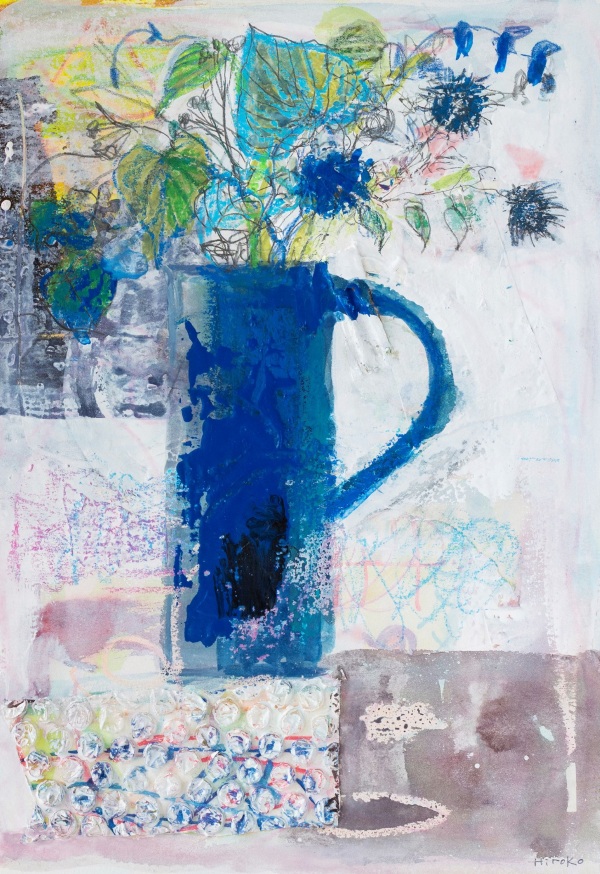 「青い静物」F4 水彩
