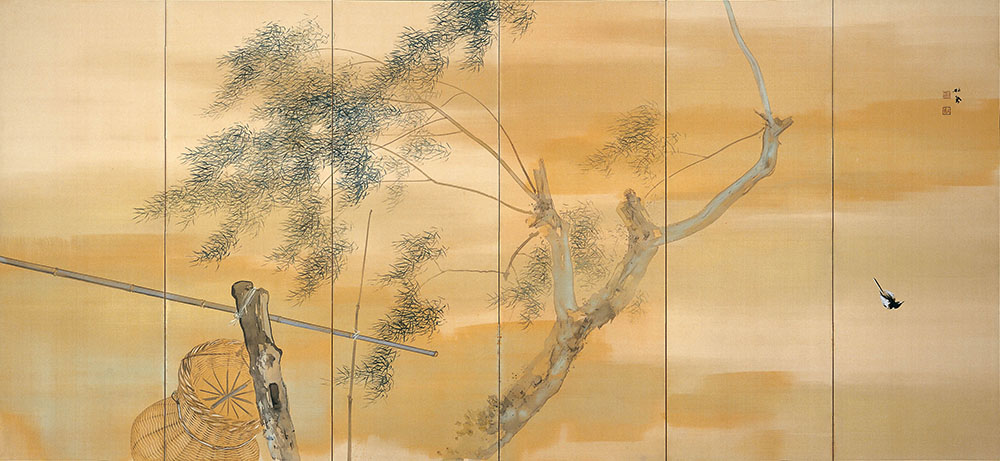 竹内栖鳳「雨霽」（右隻）昭和3年（1928）足立美術館蔵