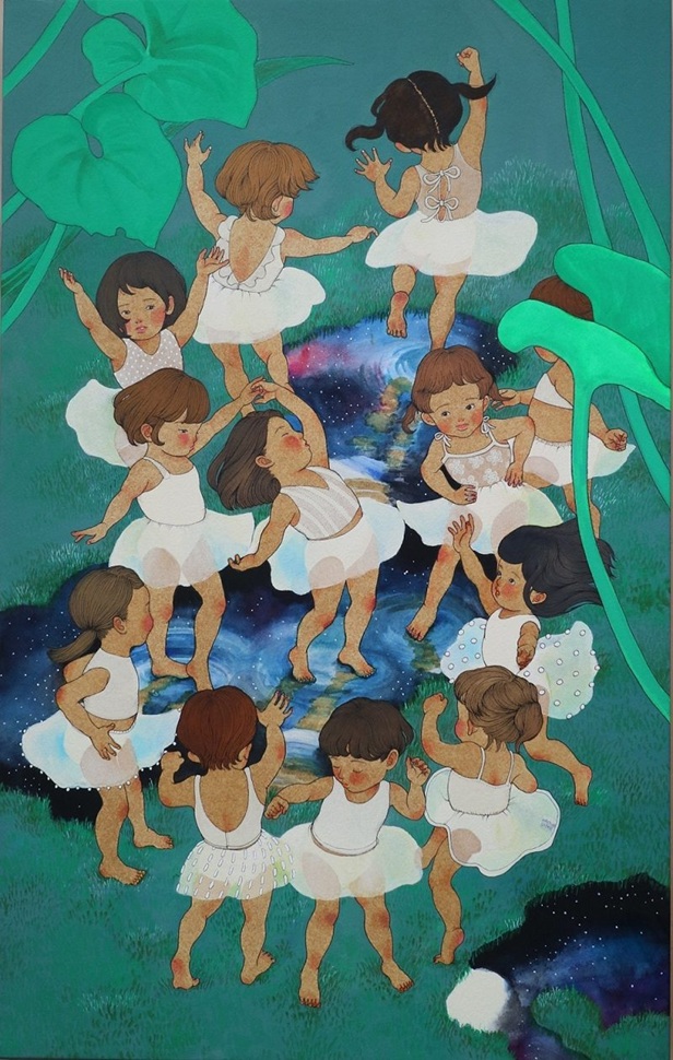 ©HATTORI SACHIE　　　　　　　　　　　　　　　　　　　　　

「⽣まれたからには⽣きていくから」

アクリル・⽔彩・植物染料

M10号