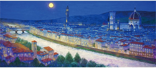 『月明かりの街(フィレンツエ)』
岩絵の具・1620 ×700㎜