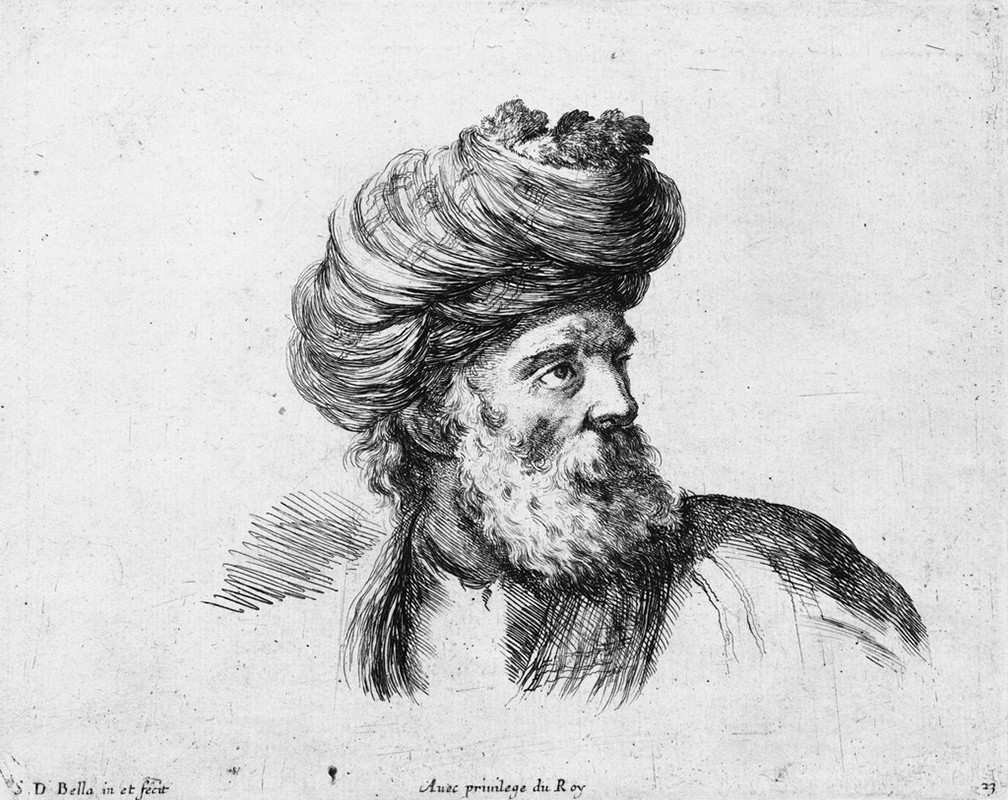 ステファーノ・デッラ・ベッラ 『素描の法則』(23):《ターバンをかぶった男性の頭部習作》1641年 エッチング 国立西洋美術館