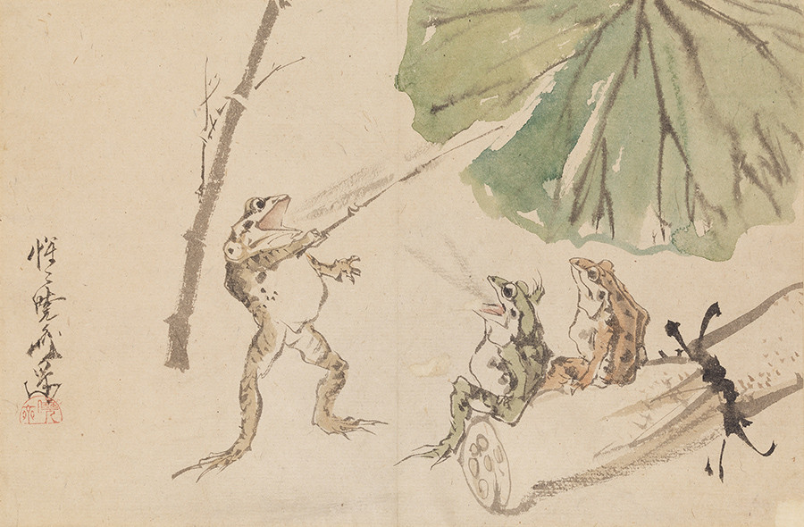 蛙の学校 河鍋暁斎 一葉 明治零年代中頃（1870年代前半） イスラエル・ゴールドマン・コレクション Photo: Ken Adlard