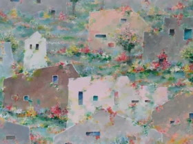 内藤六郎「花の街」 （縦32.6×横47.6cm）