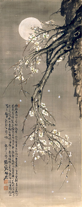 《月夜梅花図》1909 (明治42)年　山形美術館(山)長谷川コレクション