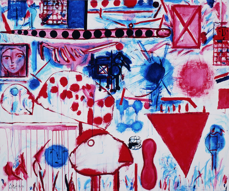 猪熊弦一郎 《鳥と遊ぶ》 1990年　©公益財団法人ミモカ美術振興財団